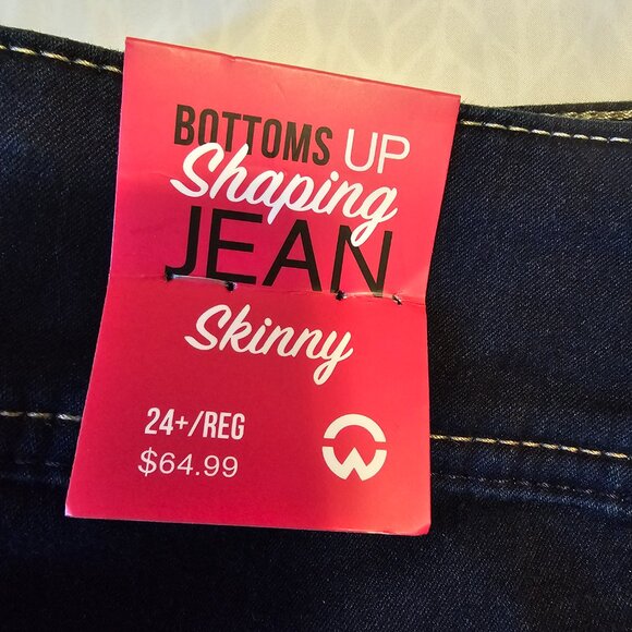 WAREHOUSE ONE Jeans bottoms up skinny shaping jeans Size 24+ Reg Dark Denim NWT - Picture 6 of 13